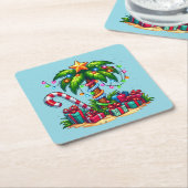 Tropische Weihnachtspalme Rechteckiger Pappuntersetzer (angewinkelt)