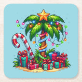 Tropische Weihnachtspalme Rechteckiger Pappuntersetzer (Vorderseite)