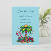 Tropische Weihnachtspalme Save The Date (Stehend Vorderseite)