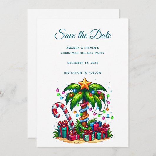 Tropische Weihnachtspalme Save The Date (Vorne/Hinten)