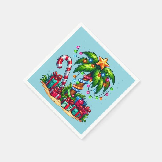 Tropische Weihnachtspalme Serviette (Ecke)