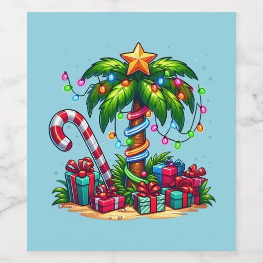 Tropische Weihnachtspalme Weinetikett (Einzelnes Label)