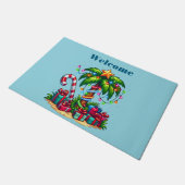 Tropische Weihnachtspalme Willkommen Fußmatte (Schrägansicht)