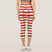 Tropische Weihnachtspalmen gestreift Capri Leggings (Rückseite)