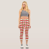 Tropische Weihnachtspalmen gestreift Capri Leggings (Vorderseite)