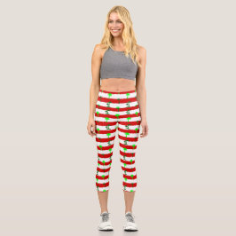 Tropische Weihnachtspalmen gestreift Capri Leggings