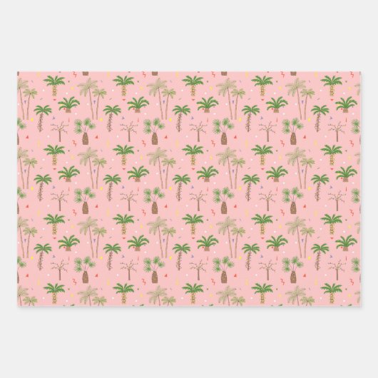 Tropische Weihnachtspalmen Muster Geschenkpapier Set (Vorderseite)