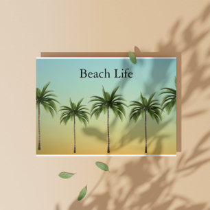 Tropische Weihnachtspalmen Strandleben Sonnenunter Feiertagskarte