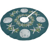 Tropische WeihnachtssandDollars Starfish Aquamarin Polyester Weihnachtsbaumdecke (Schrägansicht)