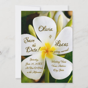 Tropische weiße Flora - Neuanfang - Hochzeit Einladung