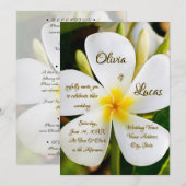 Tropische weiße Flora - Neuanfang - Hochzeit Einladung (Vorne/Hinten)