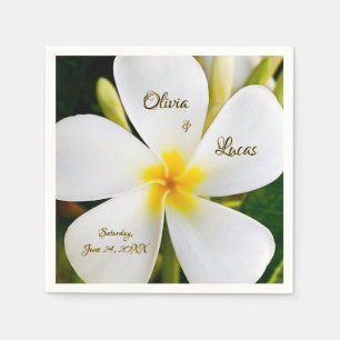 Tropische weiße Flora - Neuanfang - Hochzeit Serviette