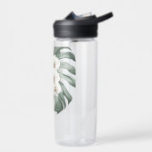 Tropische weiße Orchideen auf Monstera mit Monogra Trinkflasche (Links)