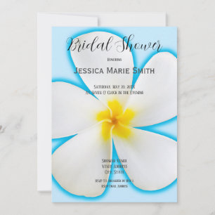 Tropische weiße Plumeria auf blau, floral, bridal Einladung