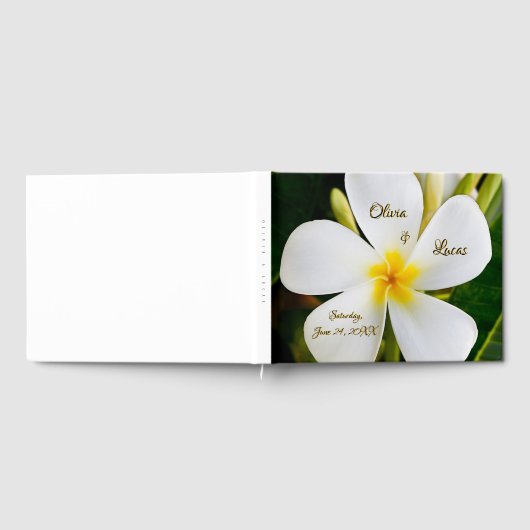 Tropische weiße Plumeria - Neuanfang - Hochzeit Gästebuch (Voll)
