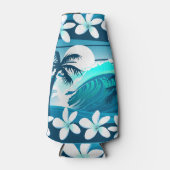 Tropische Welle mit Palmen Flaschenkühler (Vorderseite)