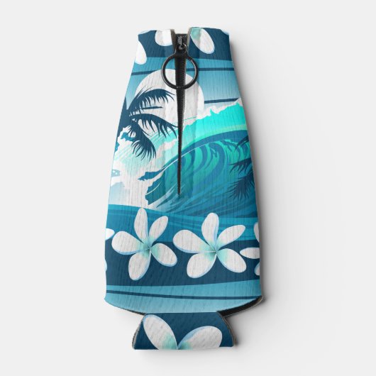 Tropische Welle mit Palmen Flaschenkühler (Rückseite)
