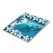 Tropische Welle mit Palmen Fliese (Seite)