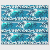 Tropische Welle mit Palmen Geschenkpapier (Flach)