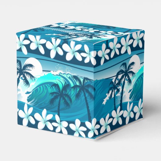Tropische Welle mit Palmen Geschenkschachtel (Rückseite)