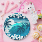 Tropische Welle mit Palmen Pappteller (Party)