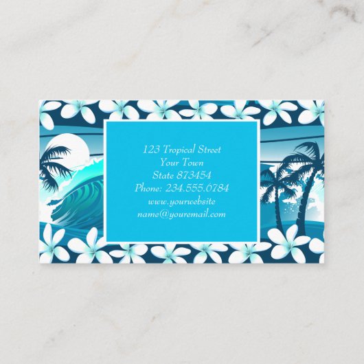 Tropische Welle mit Palmen Visitenkarte (Rückseite)