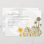 Tropische Wellen Gelbe Hibisken Hochzeit in Urlaub Einladung (Vorne/Hinten)
