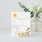 Tropische Wellen Gelbe Hibisken Hochzeit in Urlaub RSVP Karte (Stehend Vorderseite)