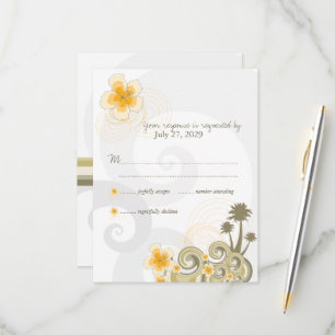 Tropische Wellen Gelber Hibiskus Zielhochzeit RSVP Karte