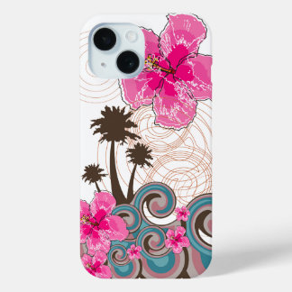 Tropische Wellen Hot Pink Hibiskus Beach Palmen Case-Mate iPhone Hülle