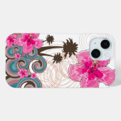 Tropische Wellen Hot Pink Hibiskus Beach Palmen Case-Mate iPhone Hülle (Rückseite (Horizontal))