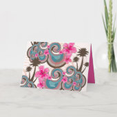 Tropische Wellen Hot Pink Hibiskus Beach Palmen Karte (Rückseite)