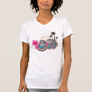 Tropische Wellen Hot Pink Hibiskus Beach Palmen T-Shirt