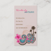 Tropische Wellen Hot Pink Hibiskus Beach Palmen Visitenkarte (Vorderseite)