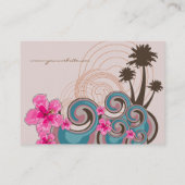 Tropische Wellen Hot Pink Hibiskus Beach Palmen Visitenkarte (Rückseite)