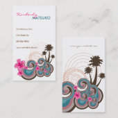 Tropische Wellen Hot Pink Hibiskus Beach Palmen Visitenkarte (Vorne/Hinten)