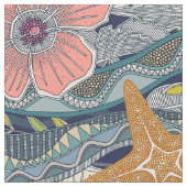 tropische Wellen Navy Stoff (Nahaufnahme)