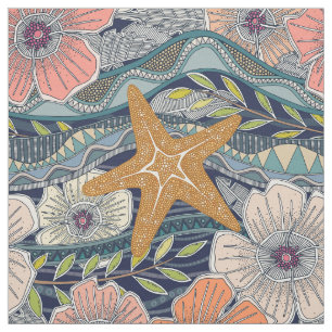 tropische Wellen Navy Stoff