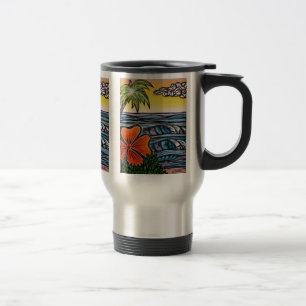 Tropische Wellen-Reise-Tasse Reisebecher
