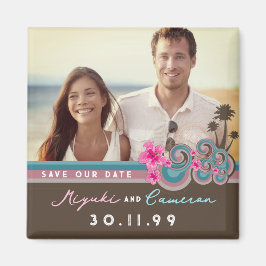 Tropische Wellen Rosa Hibiskus Foto Save the Date Magnet