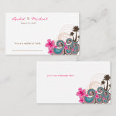 Tropische Wellen Rosa Hibiskus Palmen Hochzeit Platzkarte (Vorne/Hinten)