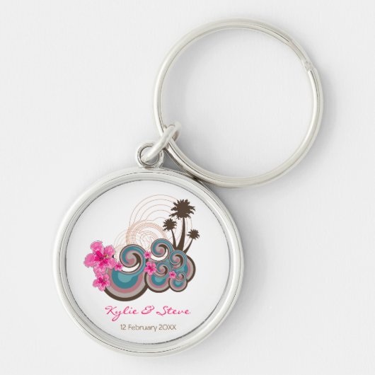 Tropische Wellen u. rosa Hibiskus danken Schlüsselanhänger (Vorne)