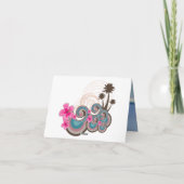 Tropische Wellen und rosa Hibiskus Hochzeit Vielen Dankeskarte (Rückseite)