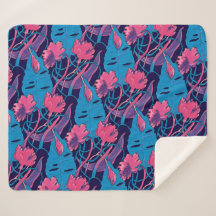 Tropische Wildblumen Blau Rosa Moderne Exotische