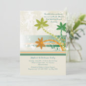 Tropische Winde nach Hochzeit Einladung (Stehend Vorderseite)