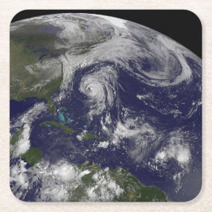Tropische Wirbelstürme Katia, Lee, Maria und Nate. Rechteckiger Pappuntersetzer