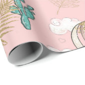 Tropische Wüste aus Rosa und Gold Geschenkpapier (Rolleneckpunkt)