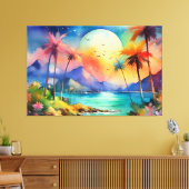 Tropische XL-Kunst am Big Mond Leinwanddruck (Insitu (Wohnzimmer))