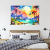 Tropische XL-Kunst am Big Mond Leinwanddruck (Insitu (Schlafzimmer))