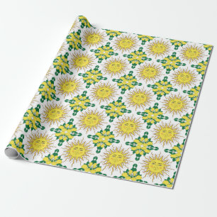 Tropische Zitronenfrüchte, Sonnen-Gesicht. Geschenkpapier